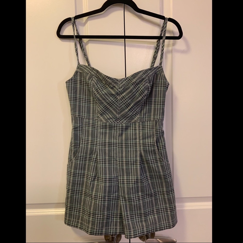 Urban Outfitters UO Y2K Issac Plaid Clueless Romper NWT M